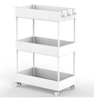 Estante Carrinho Multiuso Rodas 58x40x22cm 3 Niveis Branco Estante Carrinho Multiuso Rodas 58x40x22cm 3 Niveis Branco