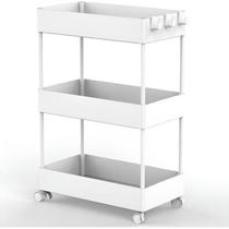 Estante Carrinho Multiuso Rodas 58X40X22Cm 3 Niveis Branco