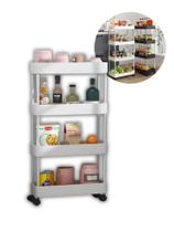 Estante Carrinho Organizador 4 Andares Multiuso com Rodinhas Auxiliar Organiza Objetos Brinquedos Frutas Cor Branco