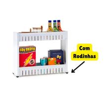 Estante Carrinho Organizador Multiuso 2 Andares Prateleiras Branco Com Rodinhas Banheiro Cozinha Lavanderia Estante Carrinho Organizador Multiuso 2 Andares Prateleiras Branco Com Rodinhas Banheiro Cozinha Lavanderia