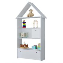 Estante Casinha Infantil Organizadora Com Nichos 2 Gavetas Daisy Branco - Lumil Móveis Estante Casinha Infantil Organizadora Com Nichos 2 Gavetas Daisy Branco - Lumil Móveis