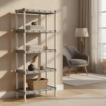 Estante Cinza 5 Prateleiras Plástica Cinza Agraplast 542 Estante Cinza 5 Prateleiras Plástica Cinza Agraplast 542