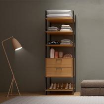 Estante Closet 2 Gavetas e Prateleiras Freijó/Preto Fosco