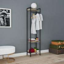 Estante Closet Arara 187x45cm 3 Prateleiras Active Yescasa Marrom/Carvalho/Preto Estante Closet Arara 187x45cm 3 Prateleiras Active Yescasa Marrom/Carvalho/Preto