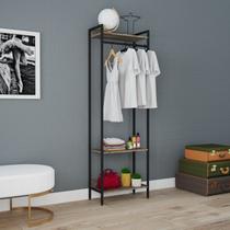 Estante Closet Arara 187x60cm 3 Prateleiras Active Yescasa Marrom/Carvalho Dark/Preto Estante Closet Arara 187x60cm 3 Prateleiras Active Yescasa Marrom/Carvalho Dark/Preto