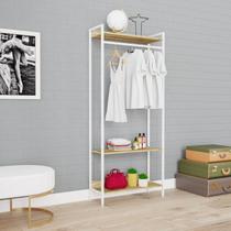 Estante Closet Arara 187x80cm 3 Prateleiras Active Yescasa Marrom/Carvalho/Branca