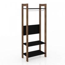 Estante Closet AZ1029 3 Prateleiras Preto/Nogal