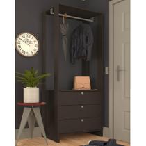 Estante Closet com 3 Gavetas e 1 Cabideiro - Grafite