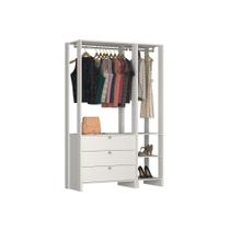 Estante Closet Yes 120cm com 2 Cabideiros e 3 Gavetas - Branco