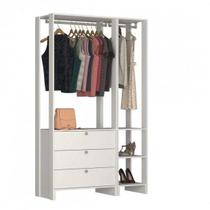 Estante Closet Yes 120cm com 2 Cabideiros e 3 Gavetas - Branco
