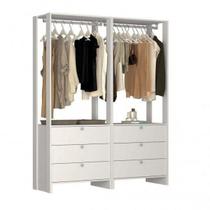 Estante Closet Yes com 6 Gavetas e 2 Cabideiros - Branco Estante Closet Yes com 6 Gavetas e 2 Cabideiros - Branco