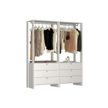 Estante Closet Yes com 6 Gavetas e 2 Cabideiros - Branco