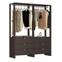 Estante Closet Yes com 6 Gavetas e 2 Cabideiros - Grafite