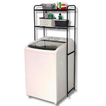 Estante Com 2 Prateleiras Organizadoras Para Lavanderia Área de Serviço em Aço Preto Maxeb Estante Com 2 Prateleiras Organizadoras Para Lavanderia Área de Serviço em Aço Preto Maxeb