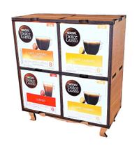 Estante com 4 Nichos para Caixas de Cápsulas de Café DOLCE GUSTO - Suporte para 40 Cápsulas - Cor IMBUIA
