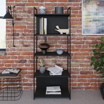 Estante com 5 Prateleiras 152x60x33cm com Fundo Yon Preto