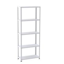 Estante com Estrutura Metálica com 5 Prateleiras Espresso Móveis Branco Estante com Estrutura Metálica com 5 Prateleiras Espresso Móveis Branco