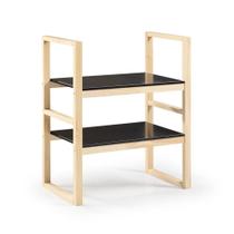 Estante com Prateleiras em Madeira e MDF 96 cm Natural e Preto Tetris Artemobili