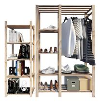 Estante Compacta 5 Andares Minimalista e Arara para Roupas Cabideiro Sapateira