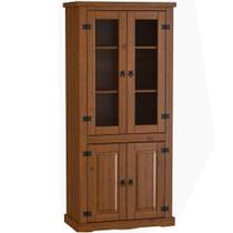 Estante Cristaleira 4 Portas Com Vidro 100% Madeira Imperial Imbuia Fosco