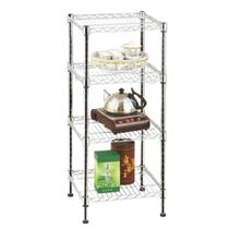 Estante Cromada Multiuso Quadrada 4 Prateleiras Ajustáveis Estante Cromada Multiuso Quadrada 4 Prateleiras Ajustáveis