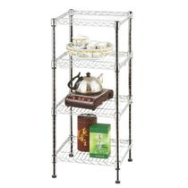 Estante Cromada Multiuso Quadrada 4 Prateleiras Ajustáveis Estante Cromada Multiuso Quadrada 4 Prateleiras Ajustáveis