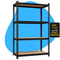 Estante De Aço 4 Prateleiras MDF 90x39x176cm 400kg Reforçada Multiuso Organizador Verittas