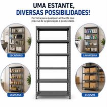 Estante De Aço 6 Prateleiras Multiuso 1,90x90x28 Reforçada Organizadora Para Casa Cozinha Quarto Escritório Loja Lavanderia Livros Oficina Estante De Aço 6 Prateleiras Multiuso 1,90x90x28 Reforçada Organizadora Para Casa Cozinha Quarto Escritório Loja Lavanderia Livros Oficina