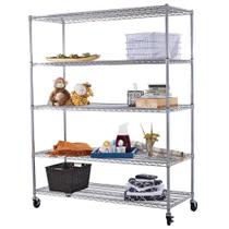 Estante de Aço Cromado 5 Prateleiras 192x121x45 Com Rodas ou Fixa Estante de Aço Cromado 5 Prateleiras 192x121x45 Com Rodas ou Fixa