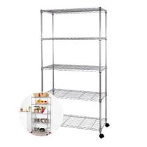 Estante de Aço Cromado 5 Pratelerias Altura Ajustável com Rodízios