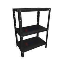 Estante de Aço Mini com 3 Prateleiras 45x30cm 45kg Coluna Bipartida Para Escritório Preta Estante de Aço Mini com 3 Prateleiras 45x30cm 45kg Coluna Bipartida Para Escritório Preta