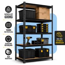 Estante de Aço Reforçada Multiuso Profissional Ajustável Suporta 600kg 4 Prateleiras Para Depósito Garagem Quarto Metal