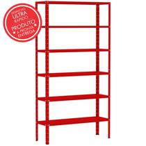 Estante de Aço Vermelha 30cm 6 Prateleiras Chapa 26 - ULTRA Móveis Estante de Aço Vermelha 30cm 6 Prateleiras Chapa 26 - ULTRA Móveis