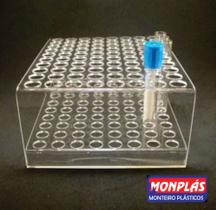 Estante De Acrílico 80 Furos 13mm Para Tubos De Ensaio
