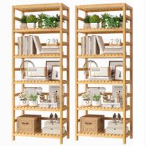 Estante de bambu FOTOSOK 6 níveis ajustável, kit com 2 unidades, 60 x 26 x 161 cm