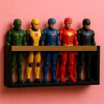 Estante de brinquedos Prateleira organizadora de bonecos super heróis, Marvel, bonecas Barbie Nicho decorativo de quarto infantil MDF Preto 55cm Estante de brinquedos Prateleira organizadora de bonecos super heróis, Marvel, bonecas Barbie Nicho decorativo de quarto infantil MDF Preto 55cm