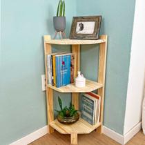 Estante de Canto para Chão de Madeira Pinus 3 Prateleiras Linea Natural