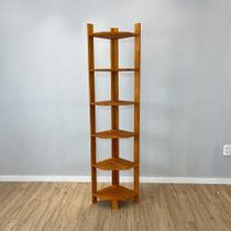 Estante de Canto para Chão de Madeira Pinus 6 Prateleiras Linea Carvalho