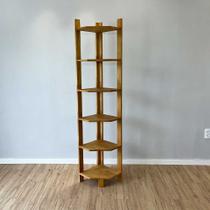 Estante de Canto para Chão de Madeira Pinus 6 Prateleiras Linea Nozes