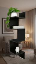 Estante De Canto Parede MDF Preto Fosco 80cm