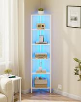 Estante de Canto TUTOTAK de 6 Níveis com Luz LED, Branco Estante de Canto TUTOTAK de 6 Níveis com Luz LED, Branco