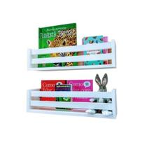 Estante de Livro Infantil Livreiro Organizador de Parede Nicho Mdf Branco Porta Kit 2 un 55 cm