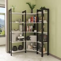 Estante de Livros 133CMX184,7cm Multiuso de Canto Haia Yescasa Branco/Preto Estante de Livros 133CMX184,7cm Multiuso de Canto Haia Yescasa Branco/Preto