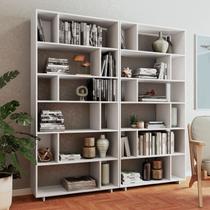 Estante de Livros 180CMX187,5cm Conjunto 2 Estantes 10 Prateleiras Euforia Branco Yescasa