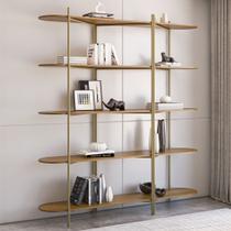Estante de Livros 180CMX210CM 5 Prateleiras em Carvalho Dourado Gaia Marrom Estante de Livros 180CMX210CM 5 Prateleiras em Carvalho Dourado Gaia Marrom