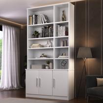 Estante De Livros 3 Portas 8 Prateleiras Grand Reggia Branco - Moville - Foscarini