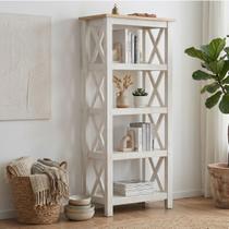 Estante de Livros 4 Prateleiras Madeira Maciça Branco 138x62cm Vanilla Yescasa Amêndoa