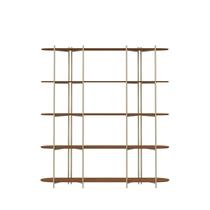 Estante de Livros 5 Prateleiras Aço com MDF Enya 180 cm - Canella c/ Champanhe
