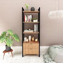 Estante de Livros 65CMX184,7cm 2 Gavetas Embaixo Haia Yescasa Laranja/Amêndoa/Preto