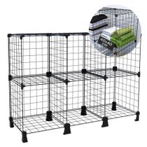 Estante de Livros Discos de Vinil LPs Prateleira Horizontal 6 Nichos 40x40cm Multiuso Organizador Expositor Preto